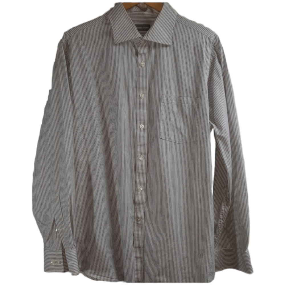 Michael Kors Long Sleeve Pinstripe Cotton Shirt Reg Fit SZ XL